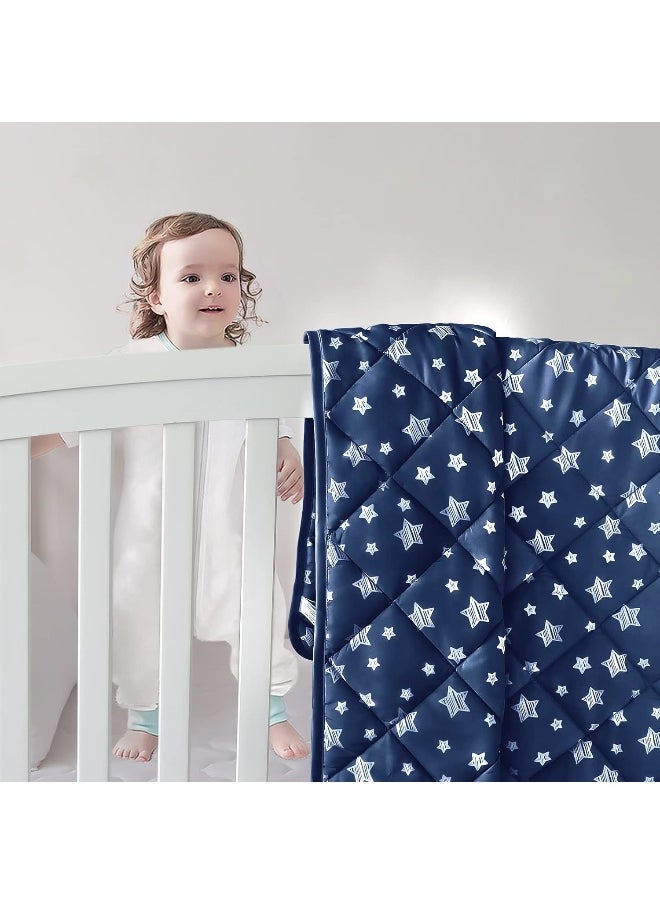 Baby Blanket for Boys and Girls, Soft Cozy Toddler Comforter Quilted with Navy Star Print, Ultra Soft and Comfortable Baby Comforter Down Alternative, 39x47 Inches