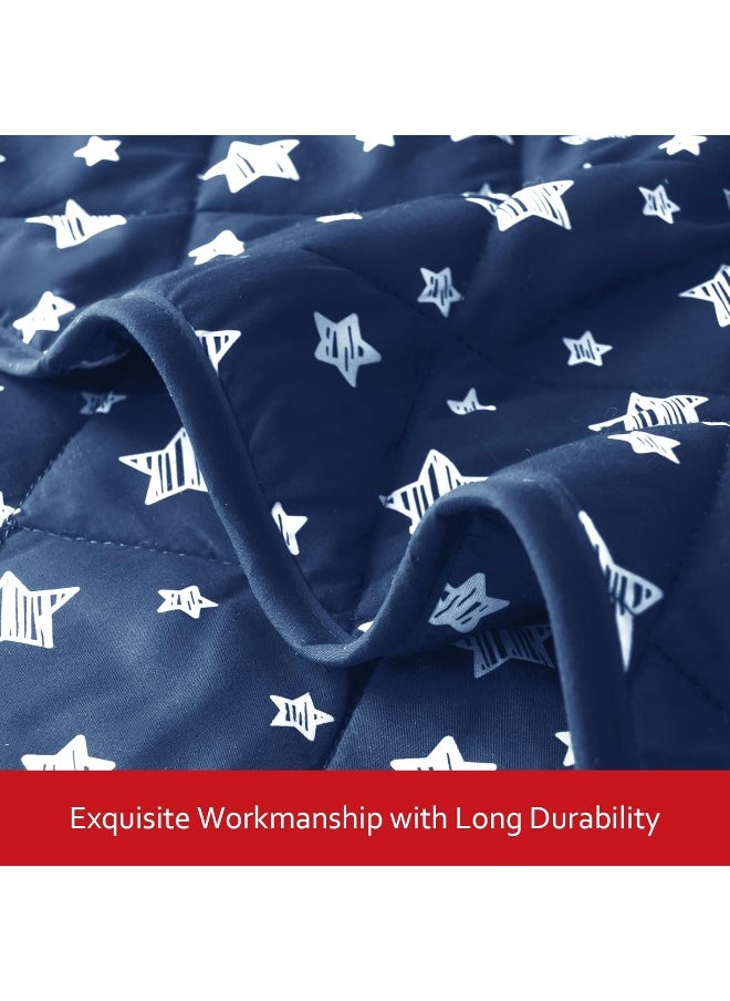 Baby Blanket for Boys and Girls, Soft Cozy Toddler Comforter Quilted with Navy Star Print, Ultra Soft and Comfortable Baby Comforter Down Alternative, 39x47 Inches