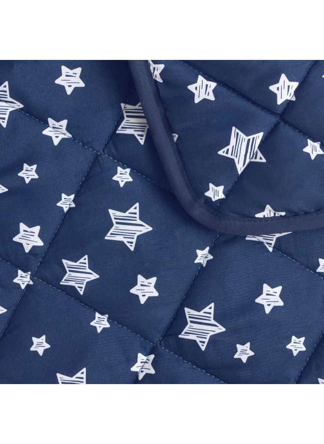 Baby Blanket for Boys and Girls, Soft Cozy Toddler Comforter Quilted with Navy Star Print, Ultra Soft and Comfortable Baby Comforter Down Alternative, 39x47 Inches