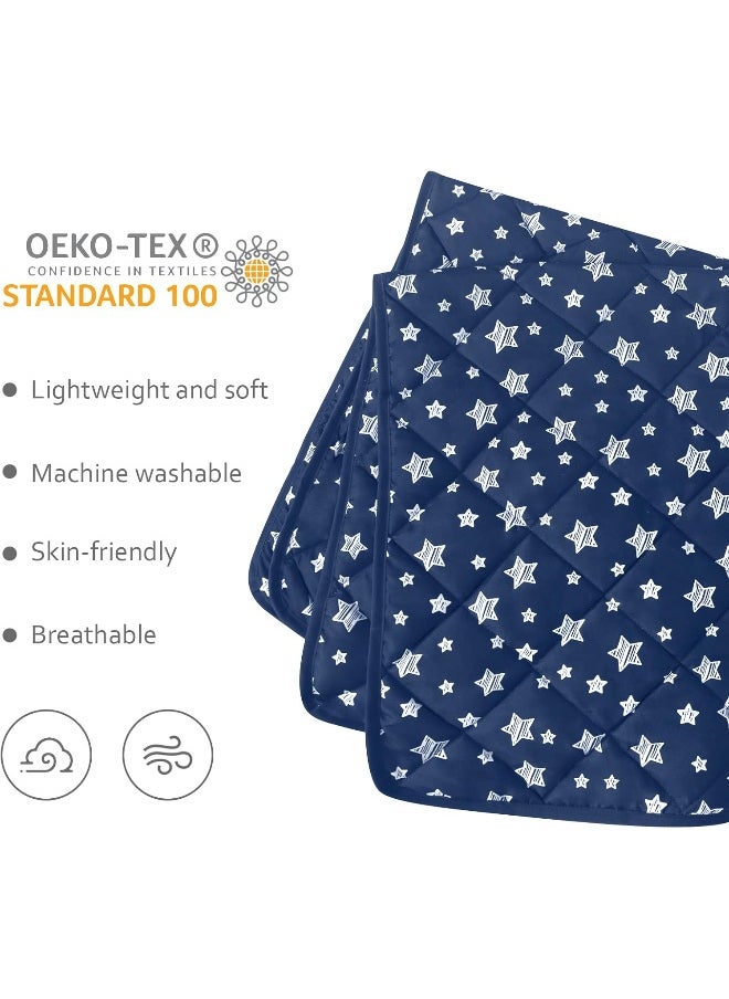 Baby Blanket for Boys and Girls, Soft Cozy Toddler Comforter Quilted with Navy Star Print, Ultra Soft and Comfortable Baby Comforter Down Alternative, 39x47 Inches