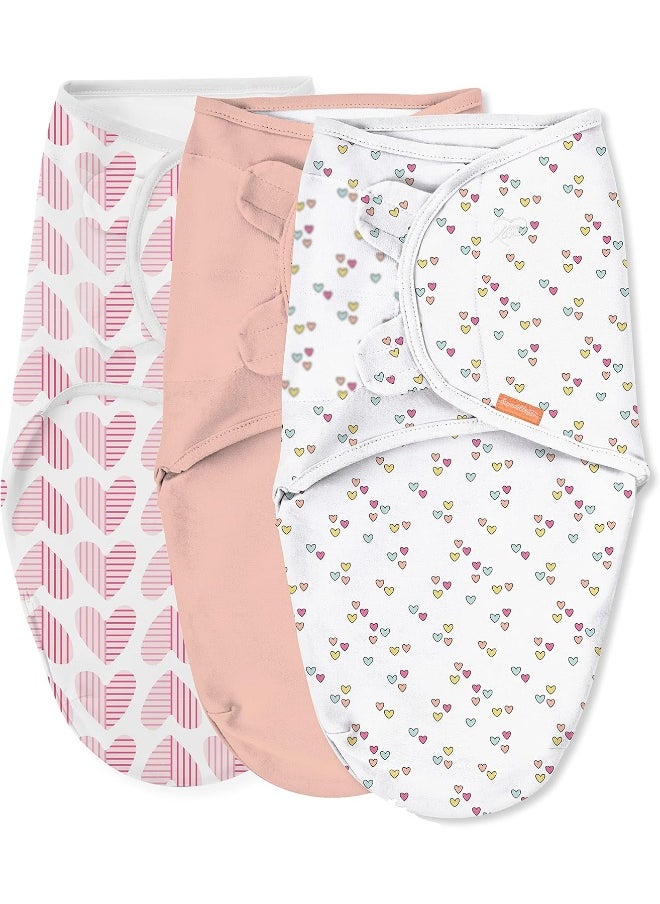 SwaddleMe Original Swaddle Size Small/Medium, 0-3 Months, 3 Pack Baby Hearts