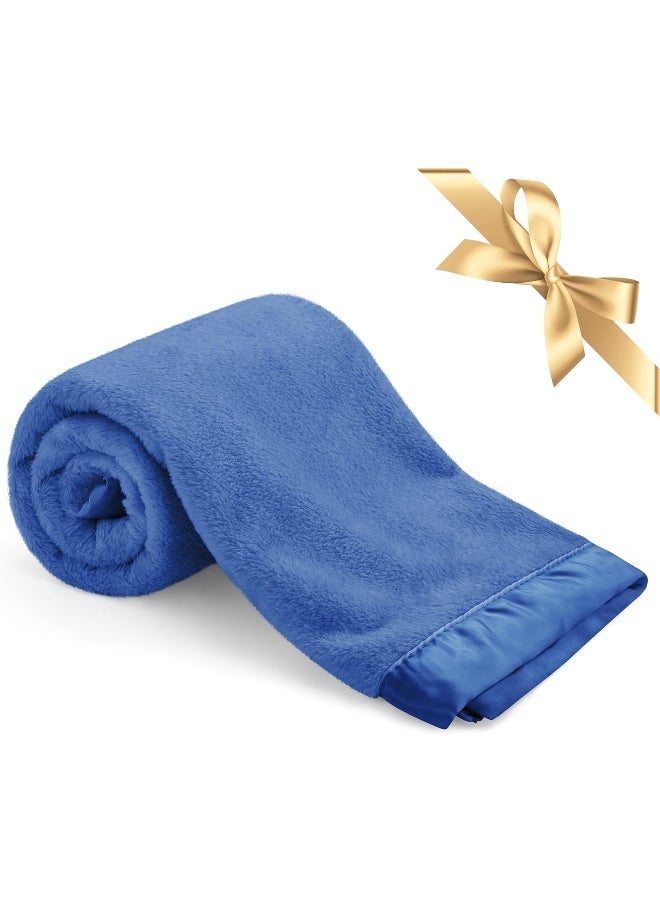 Pro Goleem Fleece Baby Blanket with Satin Trim, 30x40 Inch, Navy Blue