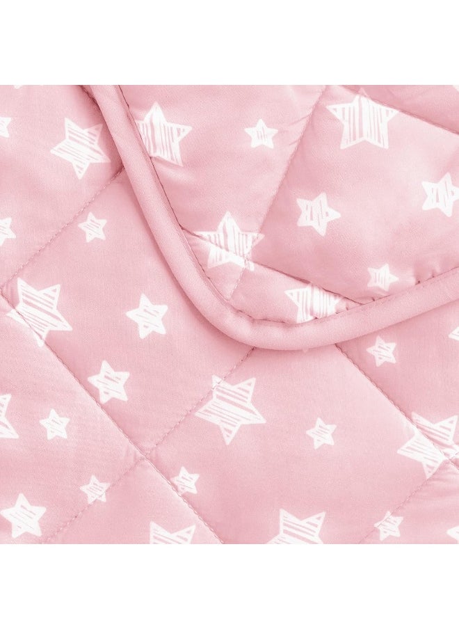 Baby Blanket for Boys and Girls, Soft Cozy Toddler Comforter Quilted with Pink Star Print, Ultra Soft and Comfortable Down Alternative Crib Comforter, 39x47 Inches