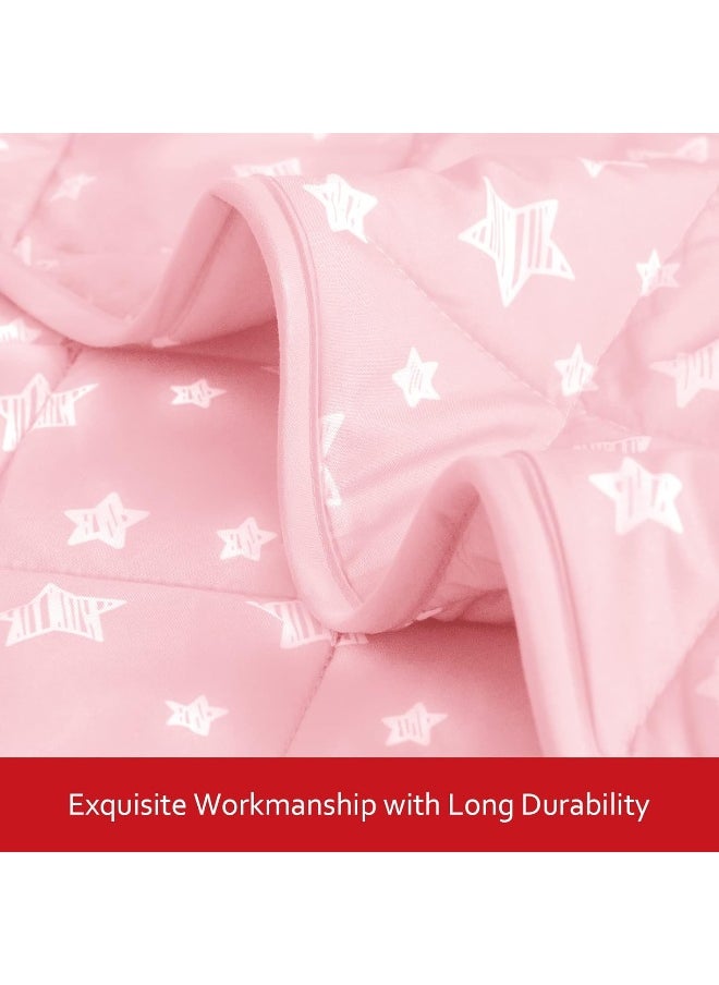 Baby Blanket for Boys and Girls, Soft Cozy Toddler Comforter Quilted with Pink Star Print, Ultra Soft and Comfortable Down Alternative Crib Comforter, 39x47 Inches