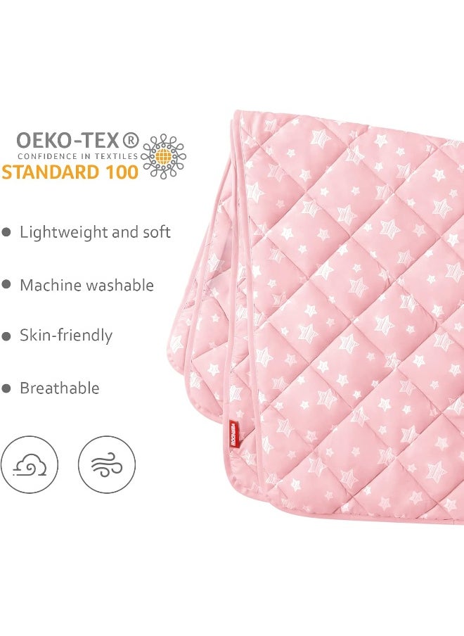 Baby Blanket for Boys and Girls, Soft Cozy Toddler Comforter Quilted with Pink Star Print, Ultra Soft and Comfortable Down Alternative Crib Comforter, 39x47 Inches