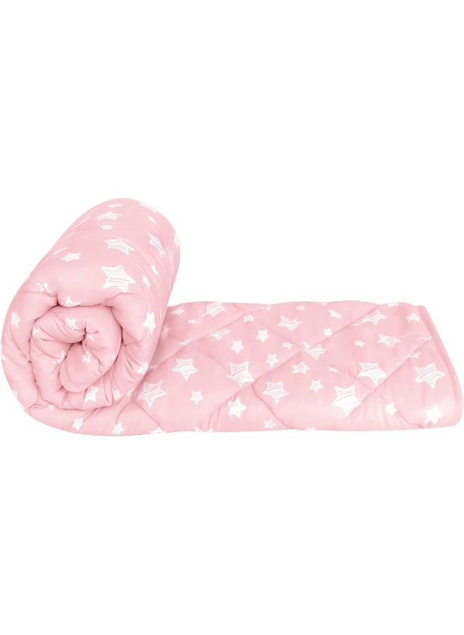 Baby Blanket for Boys and Girls, Soft Cozy Toddler Comforter Quilted with Pink Star Print, Ultra Soft and Comfortable Down Alternative Crib Comforter, 39x47 Inches