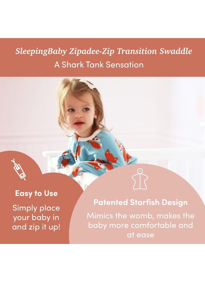 SleepingBaby Zipadee-Zip Transition Swaddle - Fleece Baby Sleep Sack with Zipper