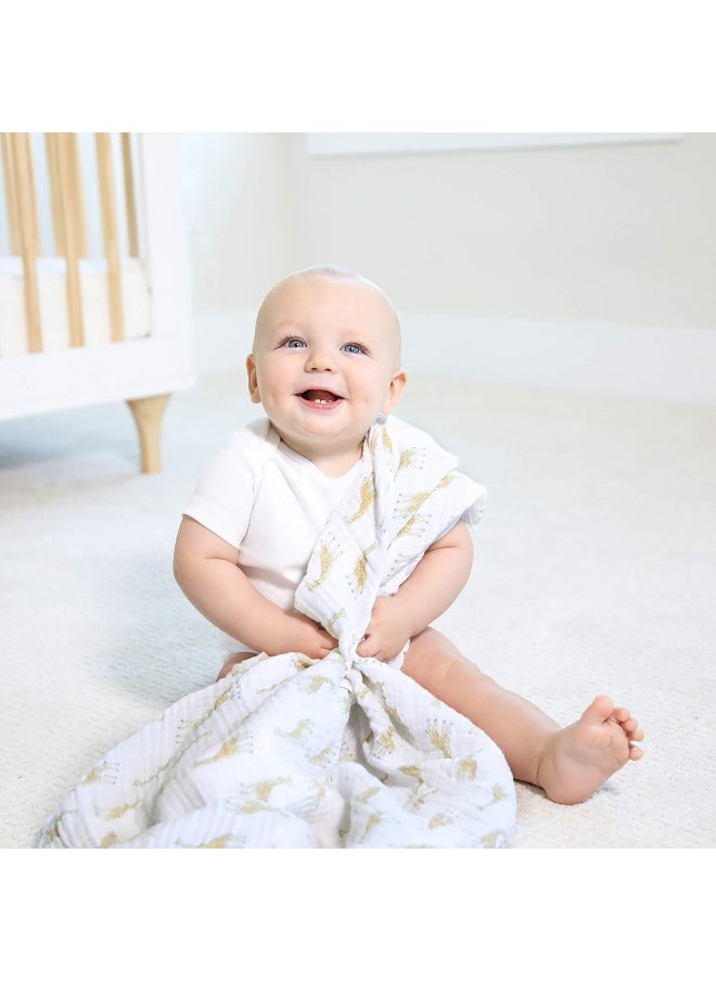 aden + anais Swaddle Blanket, Boutique Muslin Blankets for Girls & Boys, Baby Receiving Swaddles, Ideal Newborn & Infant Swaddling Set, 4 Pack, Natural History