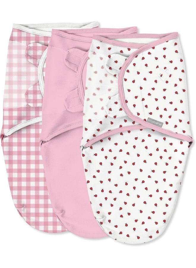 SwaddleMe by Ingenuity Original Swaddle - Size Small/Medium, 0-3 Months, 3-Pack (Ladybug Picnic)