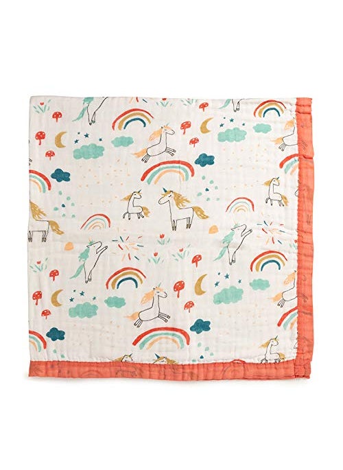 KICKS CRAWL Unicorns Dreams Quilted Muslin Baby Blanket 100 Muslin Cotton 110 x 110 cm