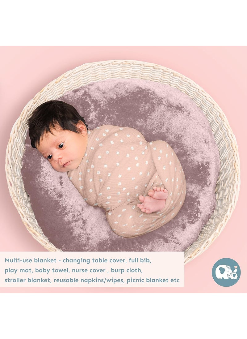Sadora Baby 2 Layer Muslin Baby Blanket Premium Warm Breathable Cotton Muslin Blanket with Soft Lace Edging Infants and Toddlers 110cm x 110cm Daisy