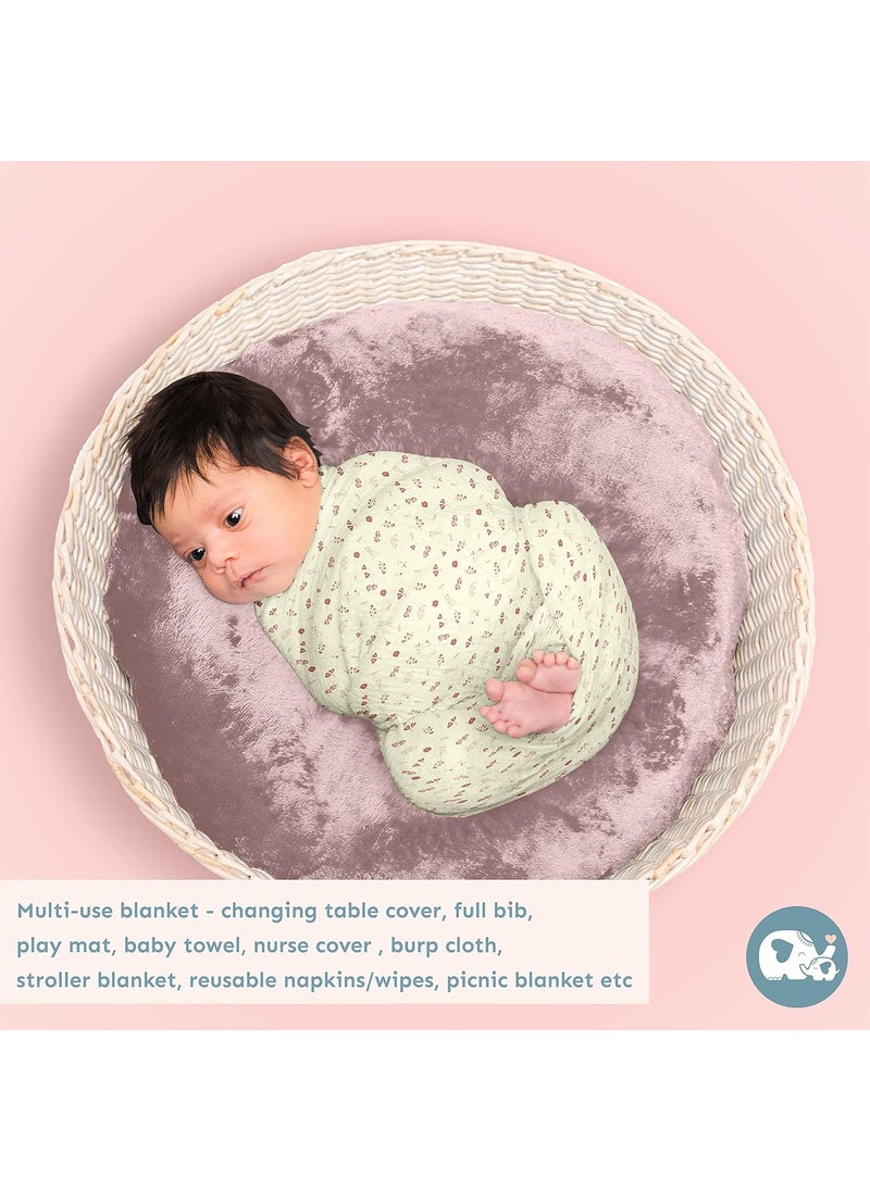 Sadora Baby 2 Layer Muslin Baby Blanket Premium Warm Breathable Cotton Muslin Blanket with Soft Lace Edging Infants and Toddlers 110cm x 110cm Hedgehog