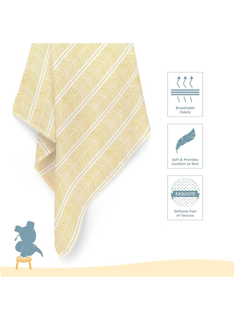 Sadora Baby 2 Layer Muslin Baby Blanket Premium Warm Breathable Cotton Muslin Blanket with Soft Lace Edging Infants and Toddlers 110cm x 110cm Aztec