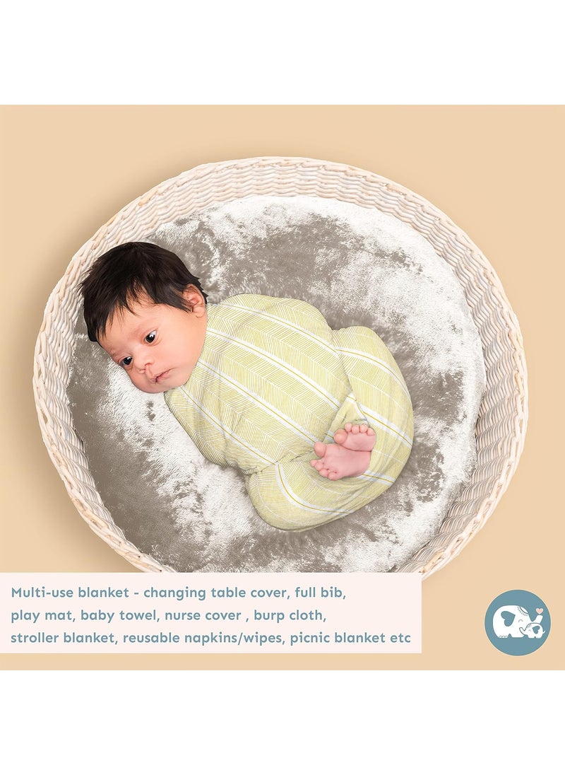 Sadora Baby 2 Layer Muslin Baby Blanket Premium Warm Breathable Cotton Muslin Blanket with Soft Lace Edging Infants and Toddlers 110cm x 110cm Aztec