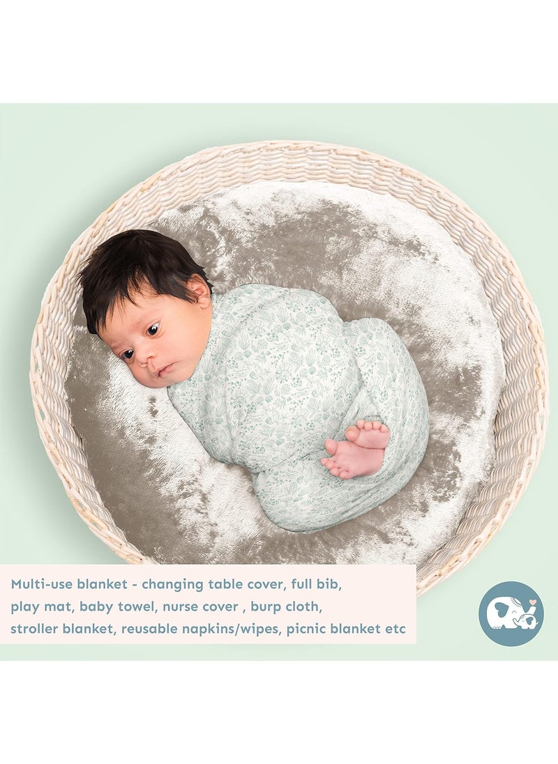Sadora Baby 2 Layer Muslin Baby Blanket Premium Warm Breathable Cotton Muslin Blanket with Soft Lace Edging Infants and Toddlers 110cm x 110cm Shell