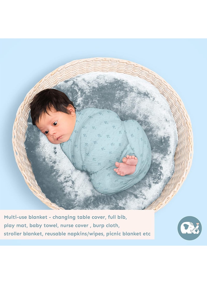 Sadora Baby 2 Layer Muslin Baby Blanket Premium Warm Breathable Cotton Muslin Blanket with Soft Lace Edging Infants and Toddlers 110cm x 110cm Hot Air Balloon