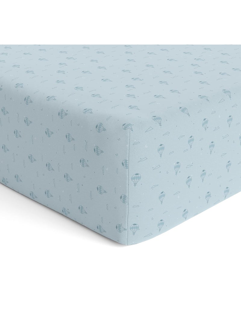 Sadora Baby Fitted Bedsheet for Baby CotsCribs Bed Sheet for Newborn Baby Crib MattressSoft Printed Breathable Cotton Satin 120cm x 60 cm Hot Air Balloon Elastic Sheet