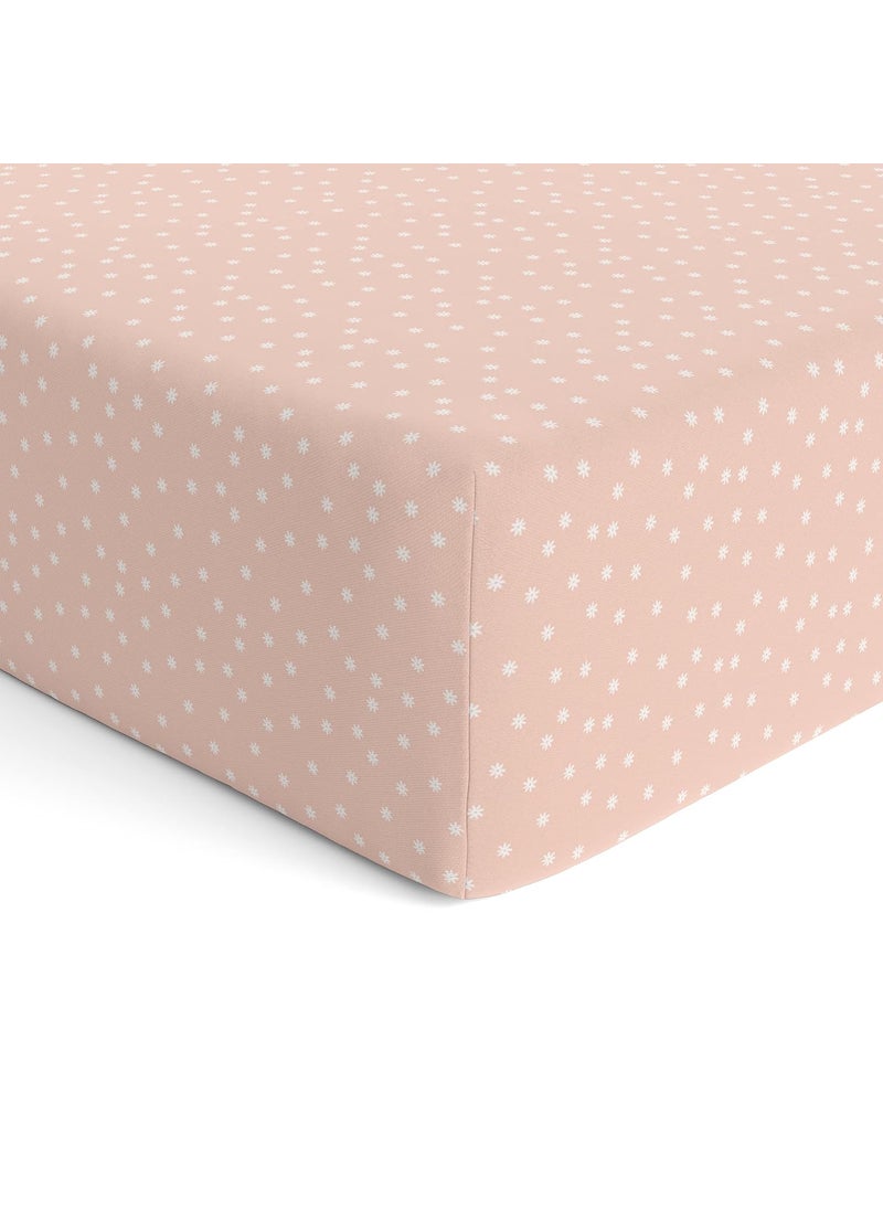Sadora Baby Fitted Bedsheet for Baby CotsCribs Bed Sheet for Newborn Baby Crib MattressSoft Printed Breathable Cotton Satin 120cm x 60 cm Daisy Elastic Sheet