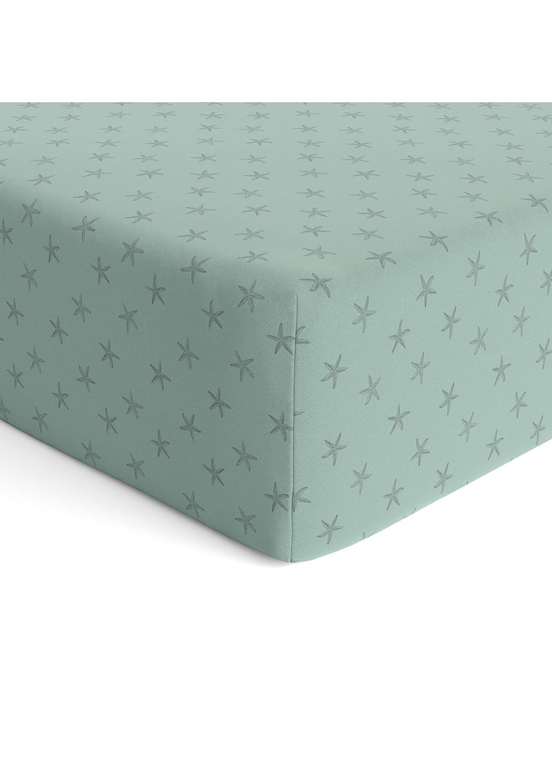 Sadora Baby Fitted Bedsheet for Baby CotsCribs Bed Sheet for Newborn Baby Crib MattressSoft Printed Breathable Cotton Satin 120cm x 60 cm Starfish Elastic Sheet