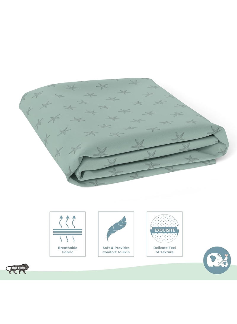 Sadora Baby Fitted Bedsheet for Baby CotsCribs Bed Sheet for Newborn Baby Crib MattressSoft Printed Breathable Cotton Satin 120cm x 60 cm Starfish Elastic Sheet
