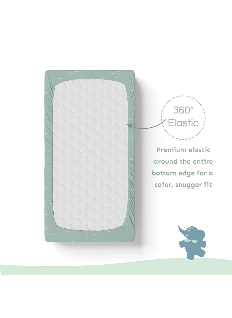Sadora Baby Fitted Bedsheet for Baby CotsCribs Bed Sheet for Newborn Baby Crib MattressSoft Printed Breathable Cotton Satin 120cm x 60 cm Waves Elastic Sheet