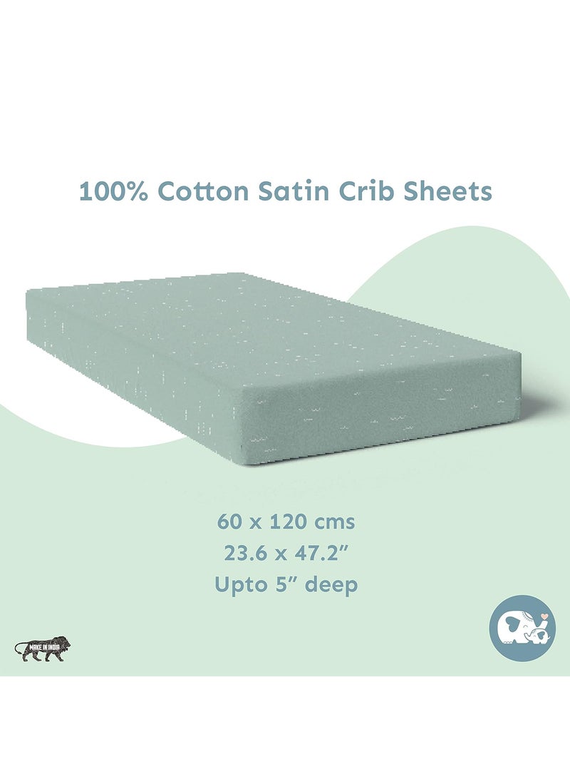 Sadora Baby Fitted Bedsheet for Baby CotsCribs Bed Sheet for Newborn Baby Crib MattressSoft Printed Breathable Cotton Satin 120cm x 60 cm Waves Elastic Sheet