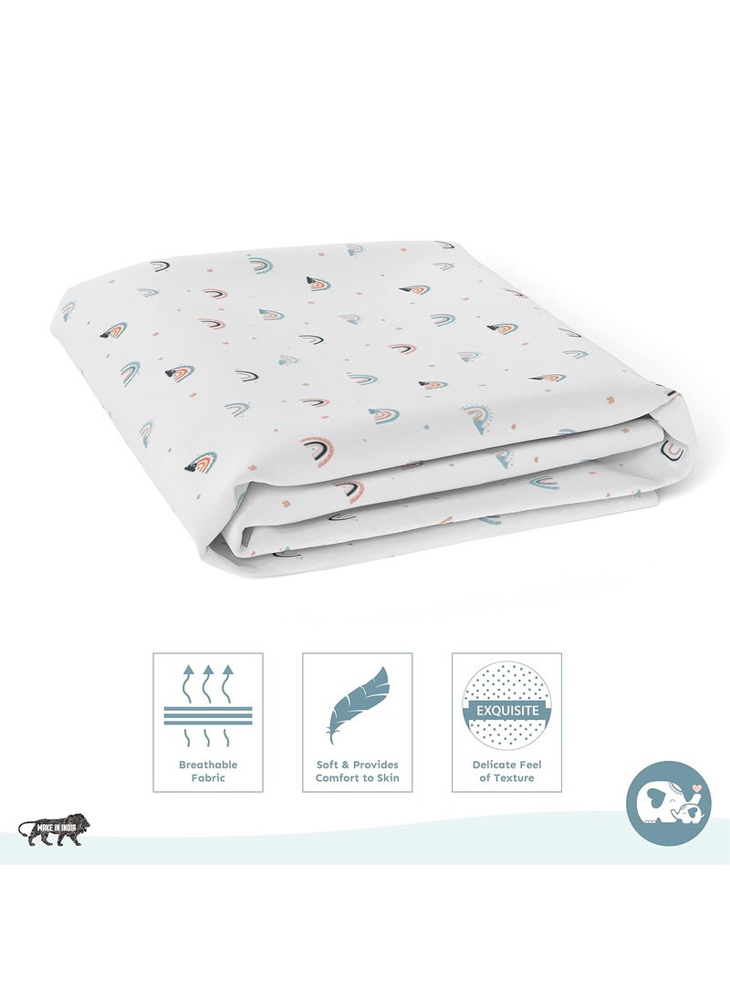 Sadora Baby Fitted Bedsheet for Baby CotsCribs Bed Sheet for Newborn Baby Crib MattressSoft Printed Breathable Cotton Satin 120cm x 60 cm Rainbow Elastic Sheet