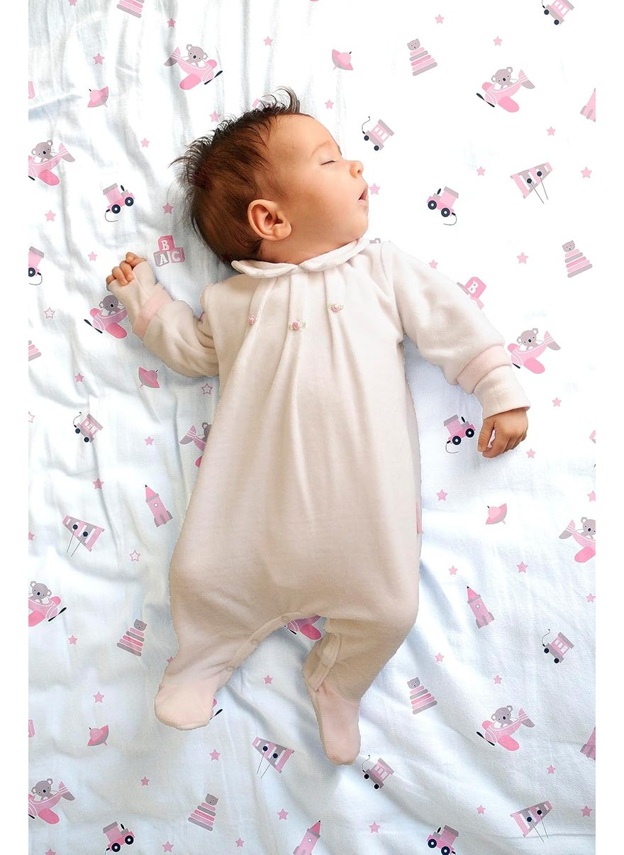 The White Cradle Flat Bed Sheet for Baby Cot Mattress Pure Organic Cotton Extra Large Super Soft Smooth Absorbent Breathable Twill Fabric for Infants Newborns Pink Koala
