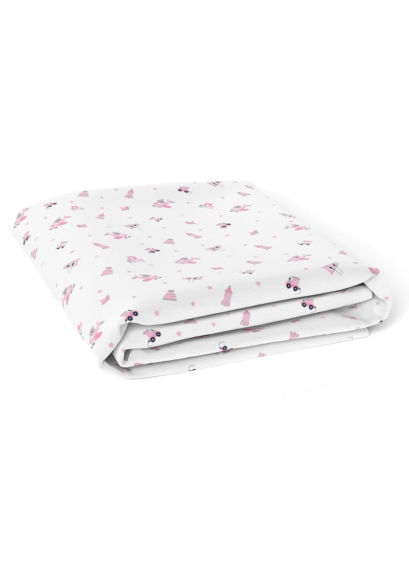 The White Cradle Flat Bed Sheet for Baby Cot Mattress Pure Organic Cotton Extra Large Super Soft Smooth Absorbent Breathable Twill Fabric for Infants Newborns Pink Koala