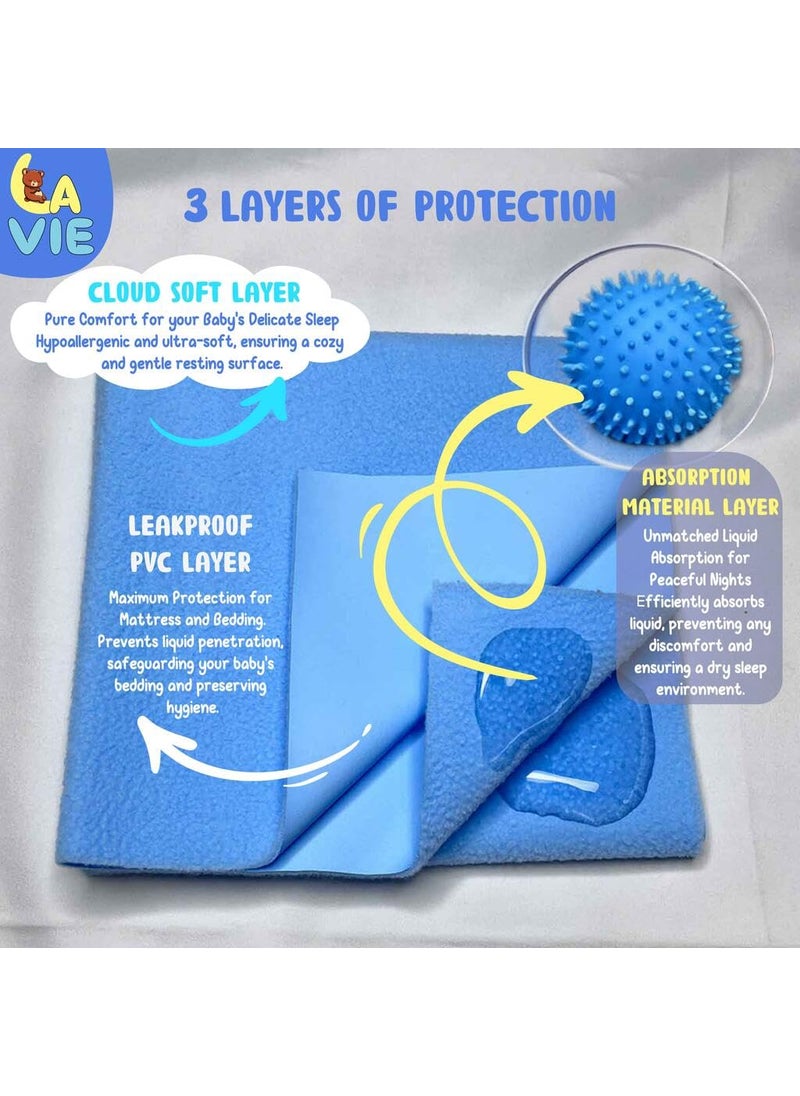 La Vie Baby Dry Sheets Extra Absorbent Quick Dry Sheet for New Born Babies Bed Protector Mattress Reusable Waterproof Baby Cot Sheet for Toddler Infant 50 X 70 cm Pack of 2 SizeS