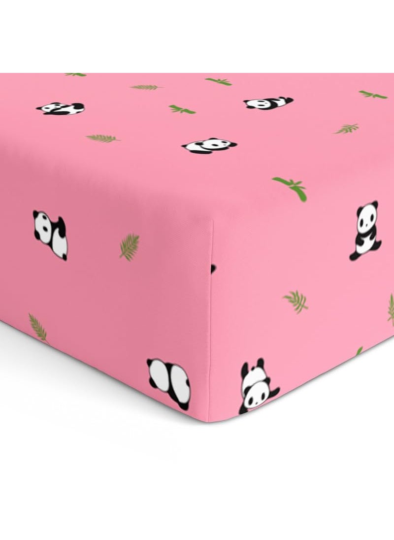 Cotton Baby Crib Fitted Bed Sheets for Cot Organic Twill Fabric Baby Bedding for New Born Infants Toddlers 48x24 Pack of 1 The White Cradle Pink Panda