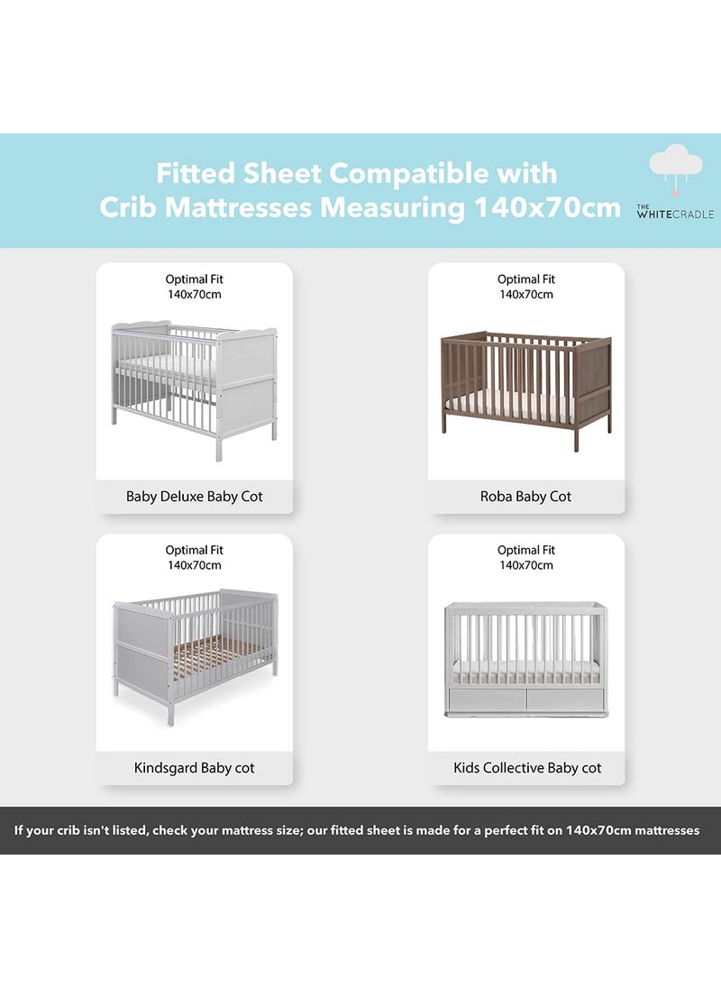 Cotton Baby Crib Fitted Bed Sheets for Cot Organic Twill Fabric Baby Bedding for New Born Infants Toddlers 55x28 Pack of 2 The White Cradle Giraffe and Flower