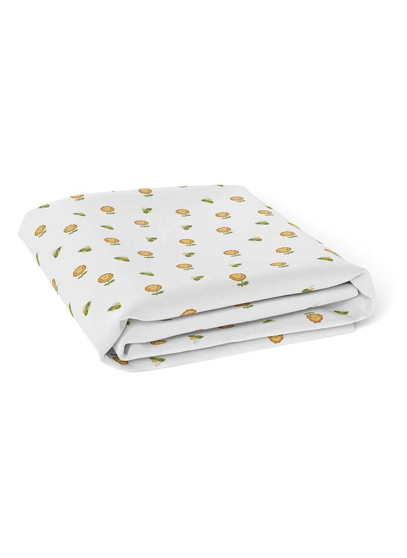 The White Cradle Flat Bed Sheet for Baby Cot Mattress 2 pcs Pack Pure Organic Cotton Extra Large Super Soft Smooth Absorbent Twill Fabric for Infants Newborns Giraffe and Flower