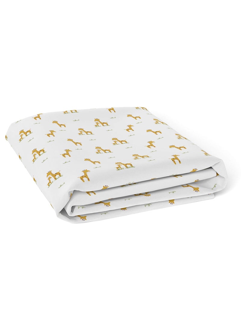 The White Cradle Flat Bed Sheet for Baby Cot Mattress 2 pcs Pack Pure Organic Cotton Extra Large Super Soft Smooth Absorbent Twill Fabric for Infants Newborns Giraffe and Flower