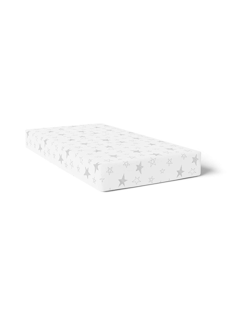 The White Cradle Flat Bed Sheet for Baby Cot Mattress 2 pcs Pack Pure Organic Cotton Extra Large Super Soft Smooth Absorbent Twill Fabric for Infants Newborns Star Clouds