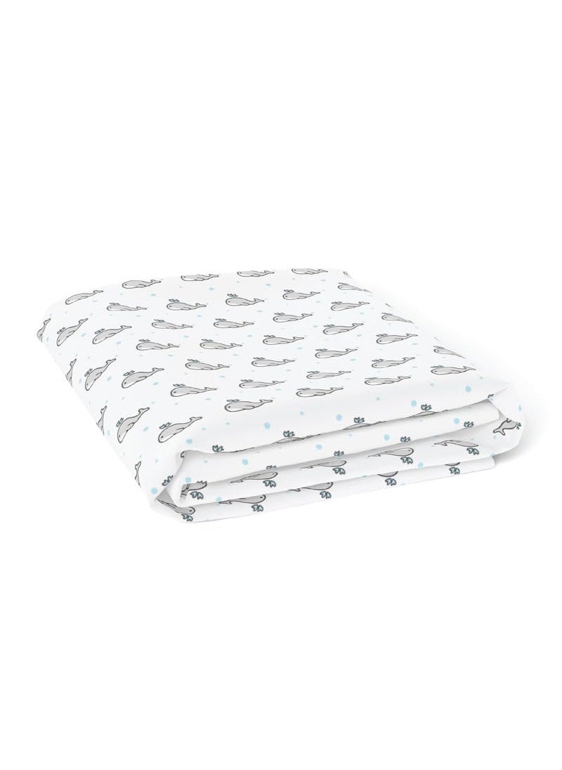 The White Cradle Flat Bed Sheet for Baby Cot Mattress 2 pcs Pack Pure Organic Cotton Extra Large Super Soft Smooth Absorbent Twill Fabric for Infants Newborns Blue Whale and Hearts