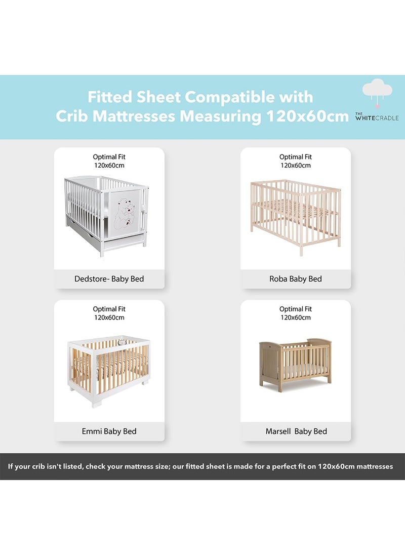 Cotton Baby Crib Fitted Bed Sheets for Cot Organic Twill Fabric Baby Bedding for New Born Infants Toddlers 48x24 Pack of 2 The White Cradle Giraffe and Flower