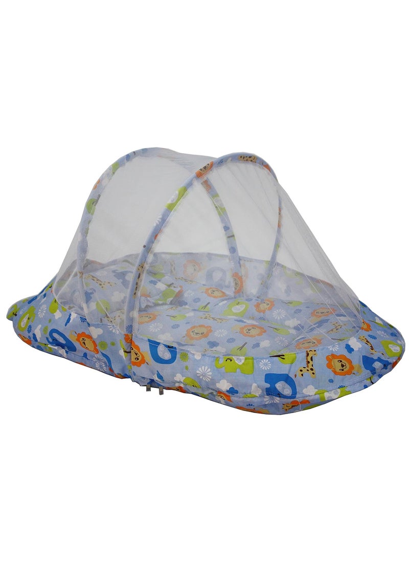 Amardeep Baby Mattress with Mosquito Net Bear Heart Blue XL Size 90 55 6 cms