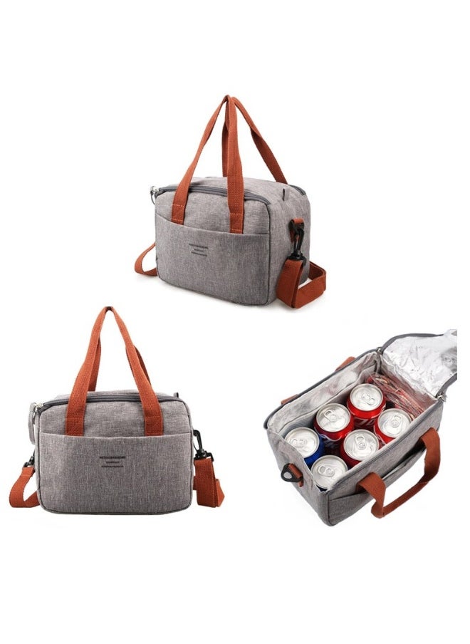 Reusable Lunch Bags Stylish Insulated Lunch Bag for WomenMen Durable Lunch Tote with Adjustable Strap Ideal for Work Picnic and Beach Reusable Lunch Box with Thermal Insulation (Grey)