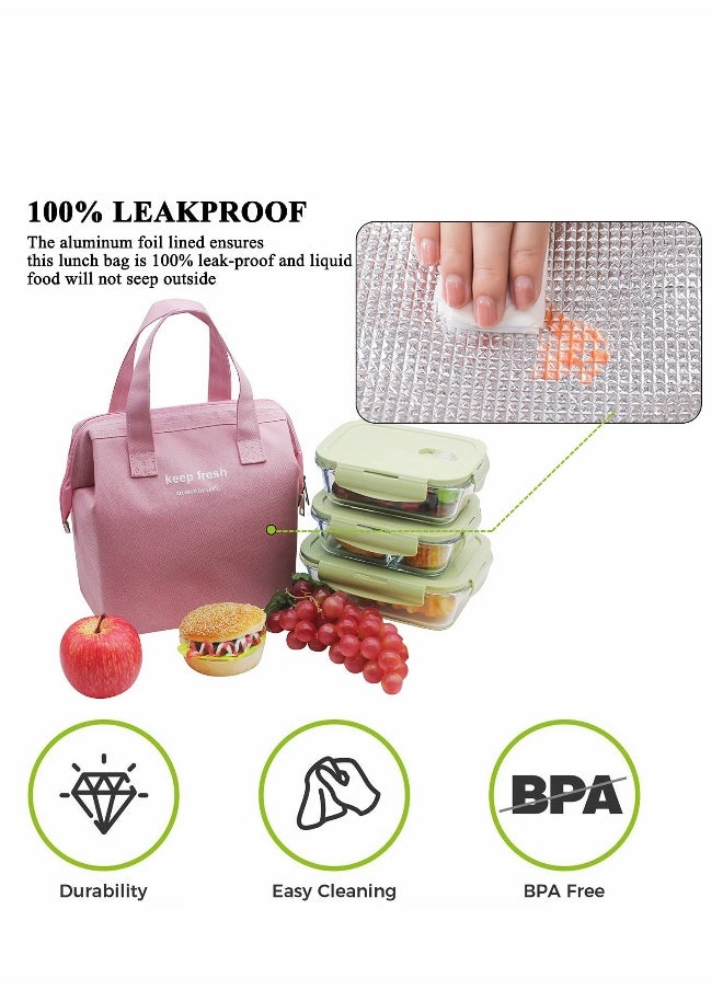 Lunch Bag Bento Bag, Thickened Thermal Insulation Refrigerated Tote Box Carrying for Students Ladies Men Picnic Work Outdoor (Pink)