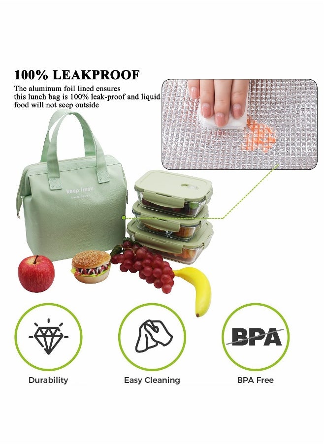 Lunch Bag Bento Bag Thickened Thermal Insulation Refrigerated Tote Box Carrying For Students Ladies Men Picnic Work Outdoor - Light Green