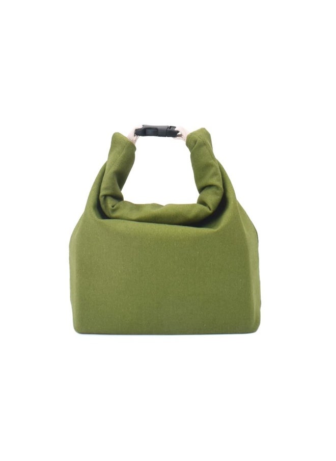 Reusable Lunch Bag Insulated Handbag Smile Tote bag with Handle for Women Work Picnic or Travel (Olive Green)