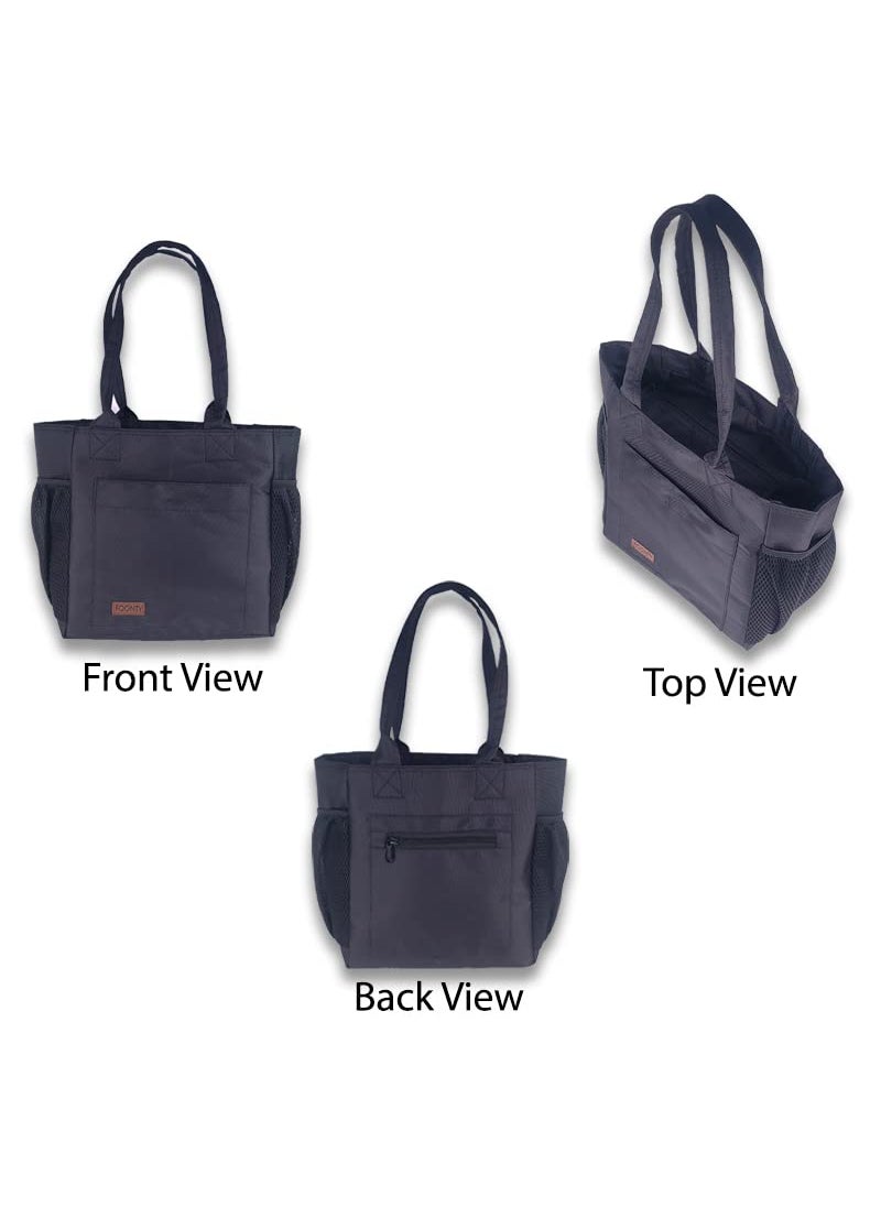 FOONTY Lunch Bag for Men and Women Wide Open Lunch Tote for Office Picnic and GroceryFFFLB9024ABlack