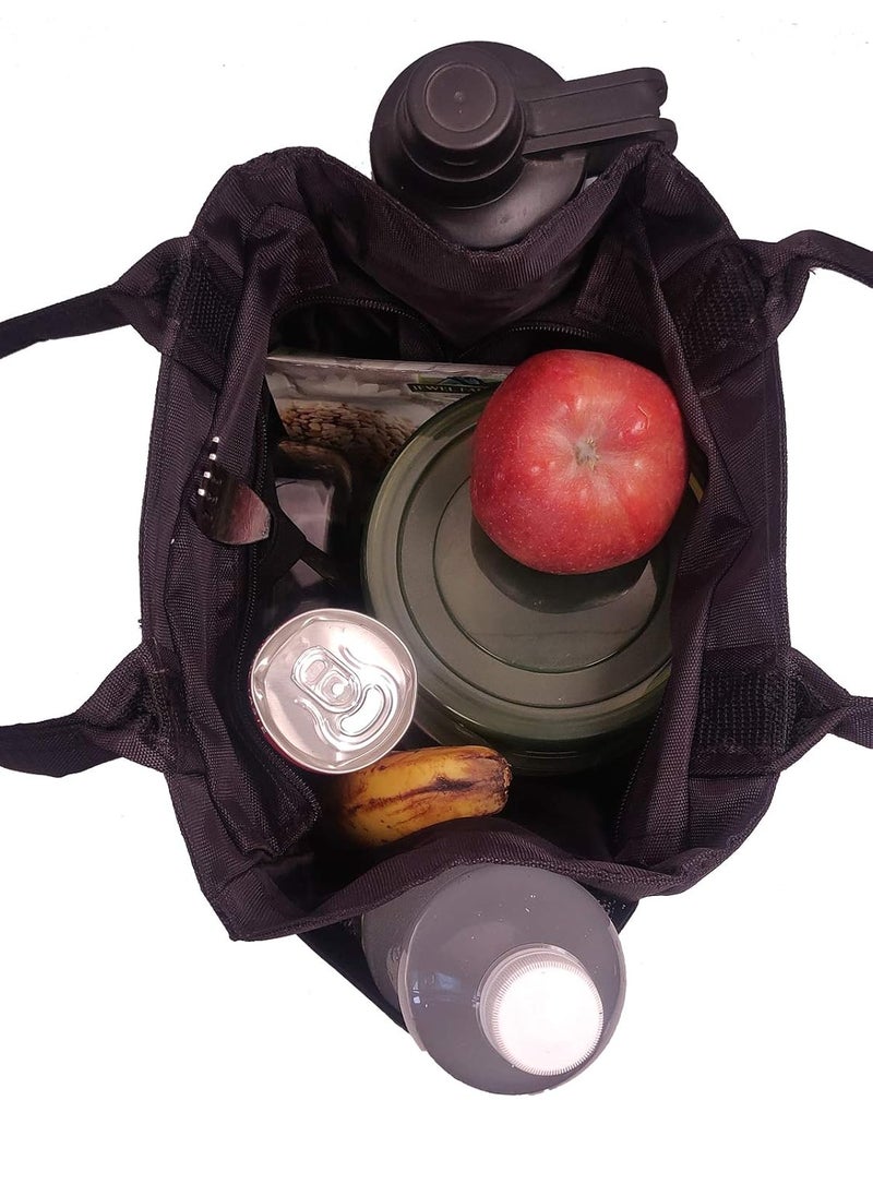 FOONTY Lunch Bag for Men and Women Wide Open Lunch Tote for Office Picnic and GroceryFFFLB9024ABlack