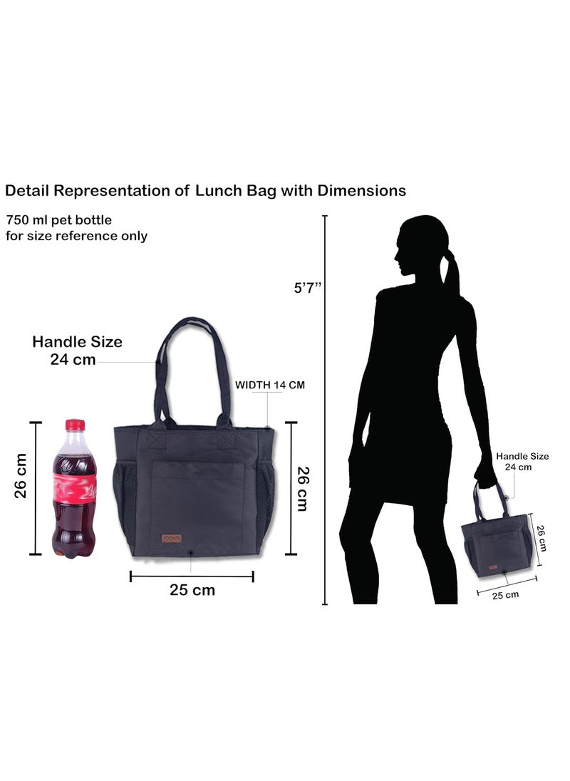 FOONTY Lunch Bag for Men and Women Wide Open Lunch Tote for Office Picnic and GroceryFFFLB9024ABlack