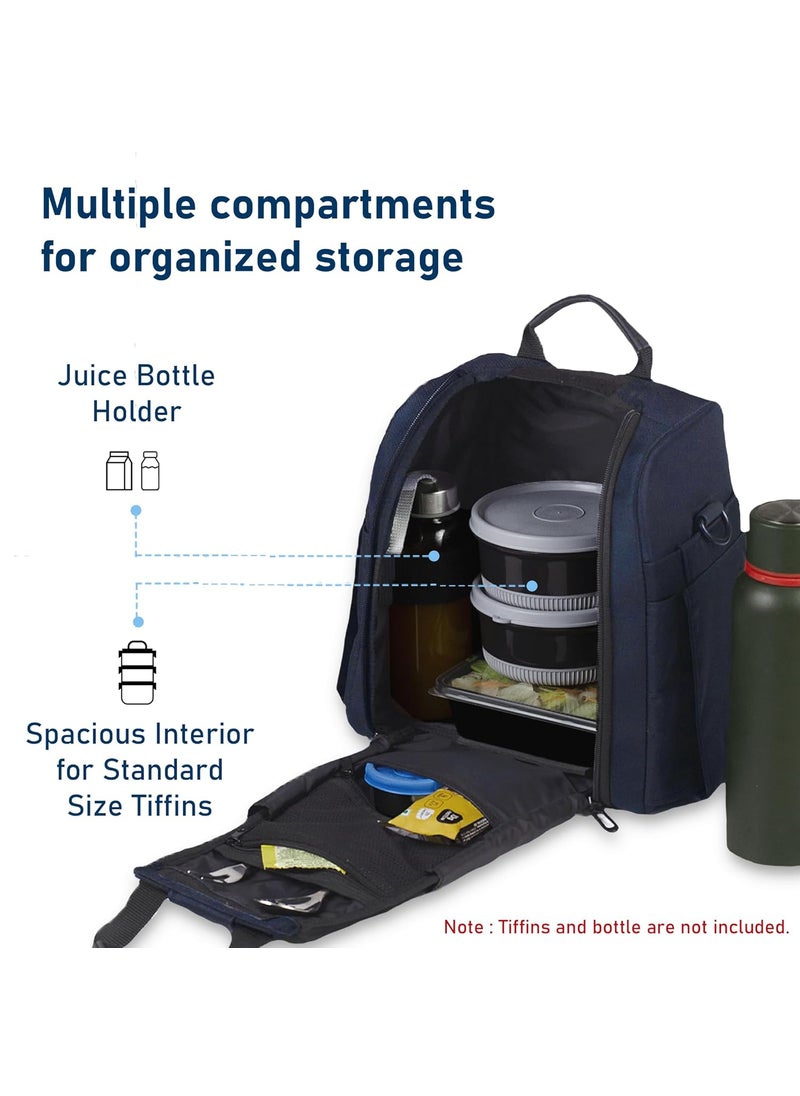 Carriall Navy Meal BagTiffin Bag for Office College School Picnic Reusable WaterResistant Lunch Box Cover Bag Only 8L Capacity Storage Gifting for MenWomen Kids BoysGirls