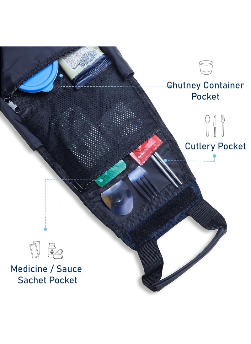 Carriall Navy Meal BagTiffin Bag for Office College School Picnic Reusable WaterResistant Lunch Box Cover Bag Only 8L Capacity Storage Gifting for MenWomen Kids BoysGirls
