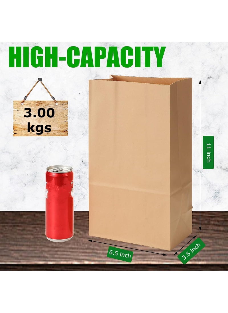 RanGit Bhumi Brown Paper Lunch Bags 65x11x35 in Small 50pcs Kraft Paper Carry Bags for Grocery Snacks Food Take Away Bakery Disposable Eco friendly Paper CoversSmall 50