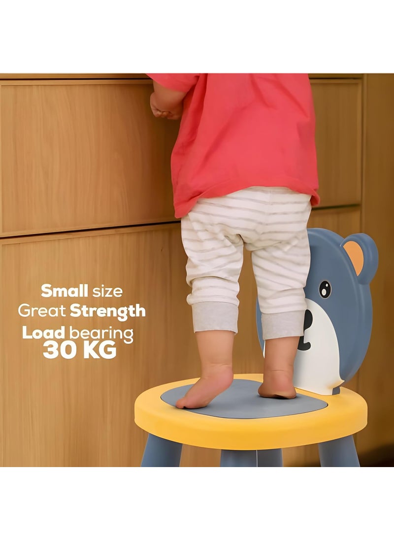 Zeto Baby Chair for 2 to 5 Years TeddyTheme High Plush Back Rest Sturdy AntiSlip Easy to Clean Chair for Kids Yellow Blue