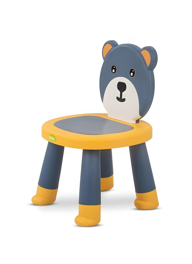 Zeto Baby Chair for 2 to 5 Years TeddyTheme High Plush Back Rest Sturdy AntiSlip Easy to Clean Chair for Kids Yellow Blue